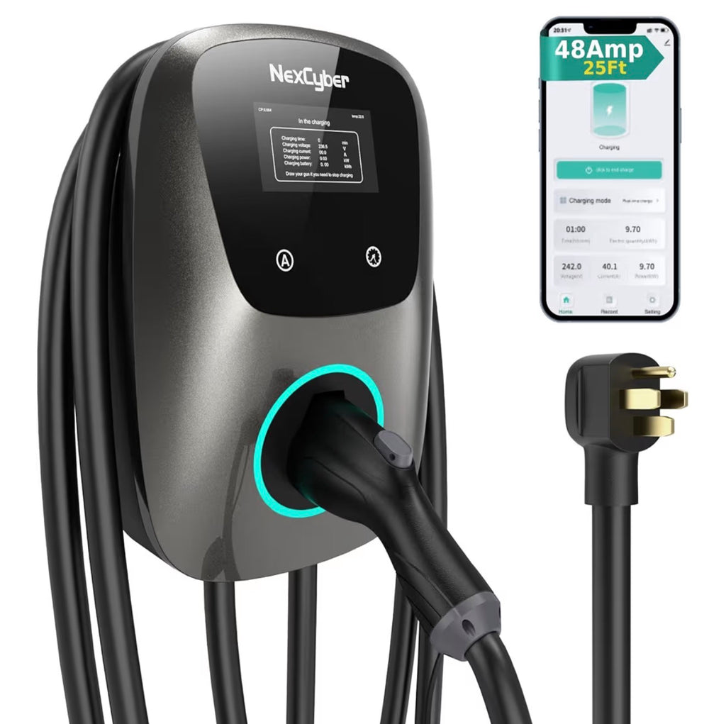 NexCyber Level 2 Smart EV Charger, 48 Amp, 25Ft Cable, NEMA 14-50 Wallbox