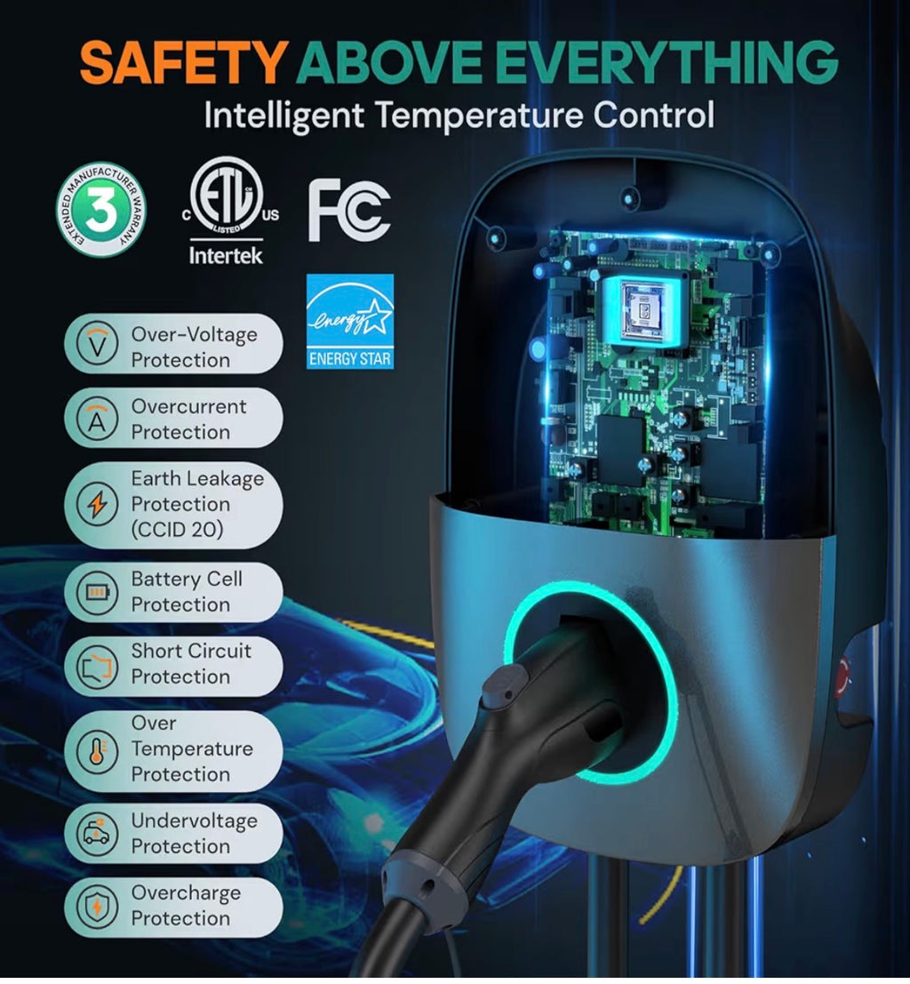NexCyber Level 2 Smart EV Charger, 48 Amp, 25Ft Cable, NEMA 14-50 Wallbox