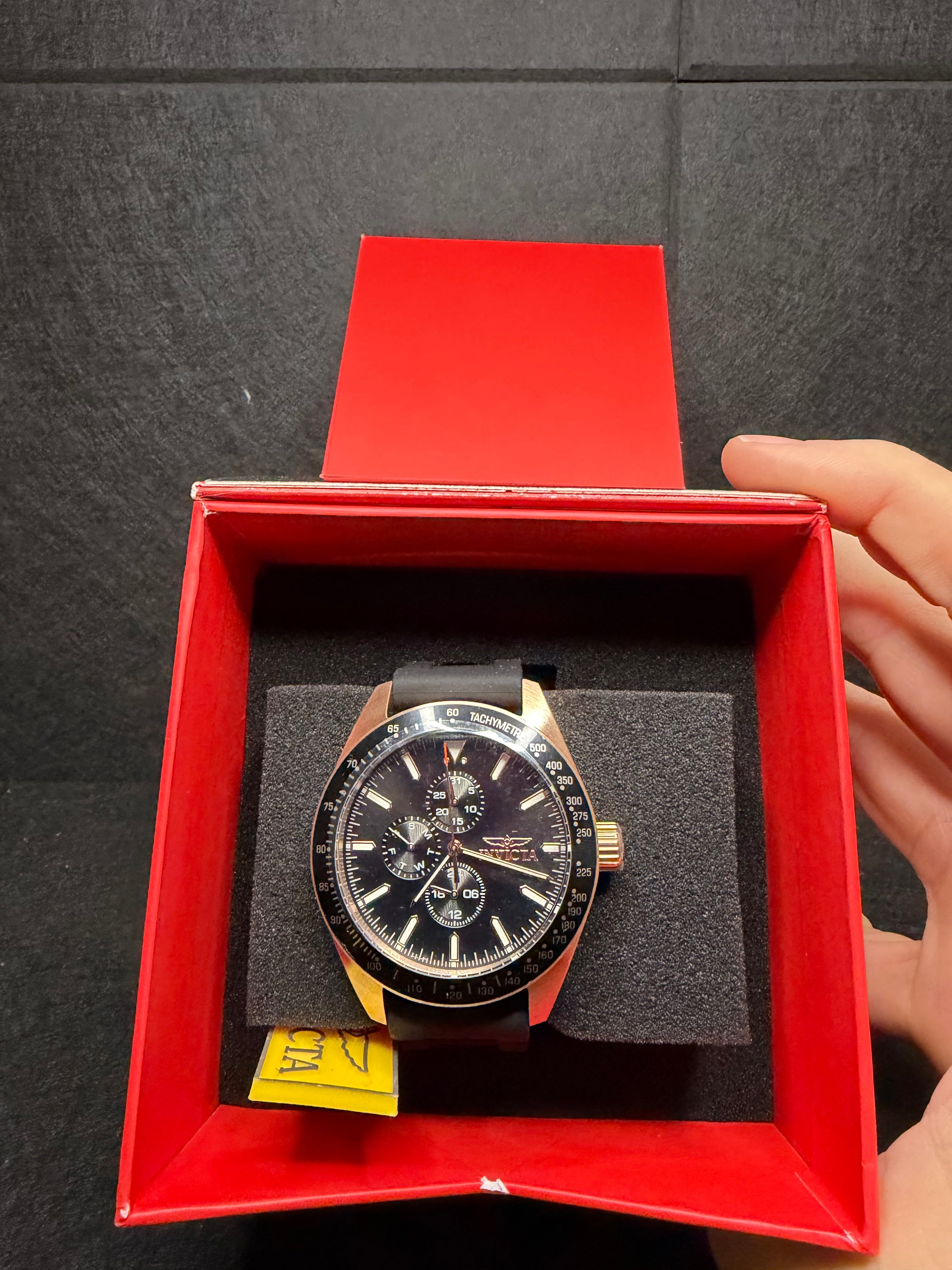 Invicta Aviator 45mm Rose Gold Tone Black Dial Men's Quartz Watch