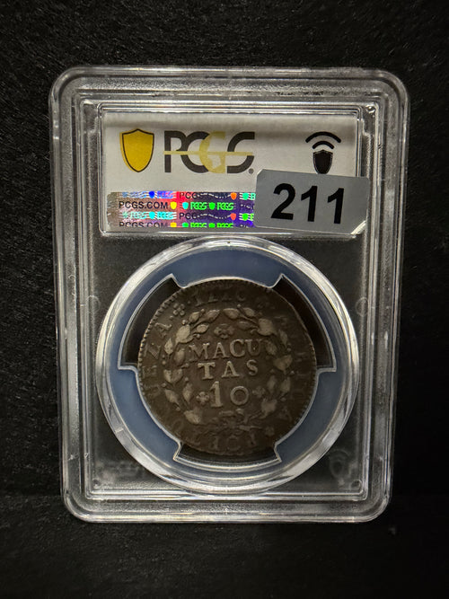 1770 Angola 10 Macutas Silver PCGS VF35 Richard August Coll. Colonial Portuguese