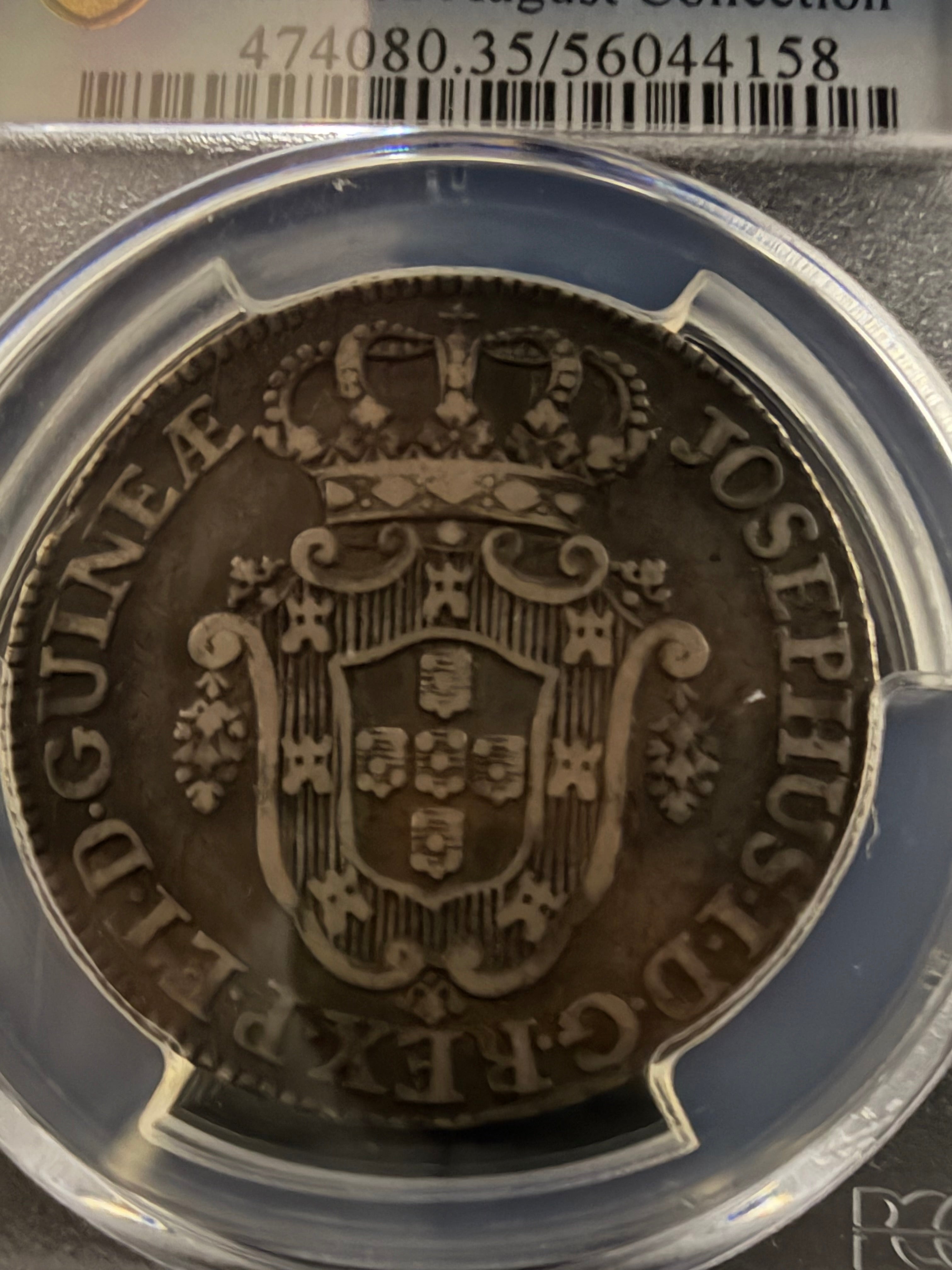 1770 Angola 10 Macutas Silver PCGS VF35 Richard August Coll. Colonial Portuguese